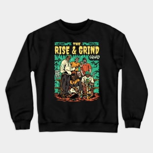 The Rise & Grind Squad // Retro Skateboarding // Comic Style Skater Crew Crewneck Sweatshirt